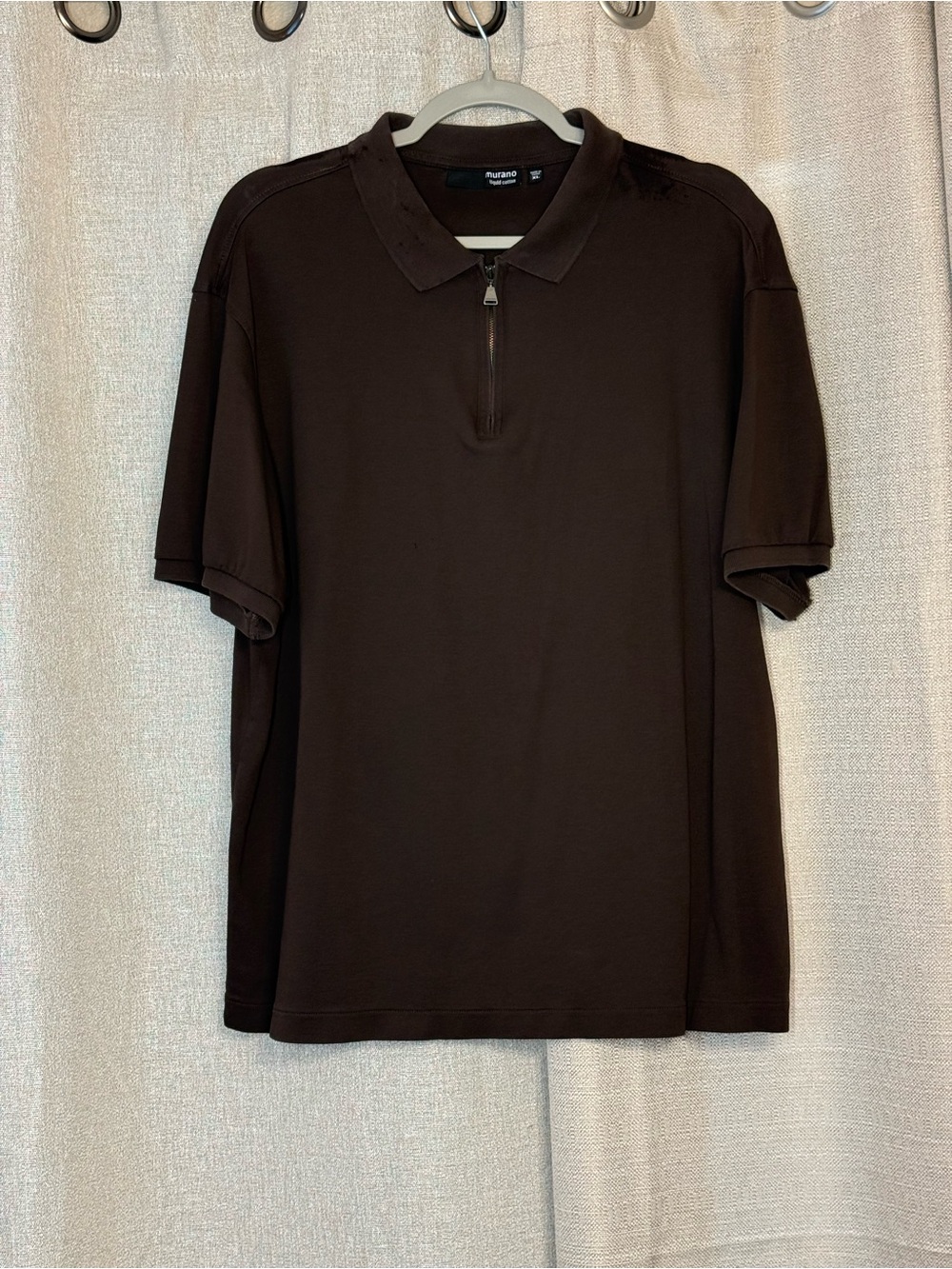 Murano Men’s Brown Short-Sleeve Polo with Quarter-Zip